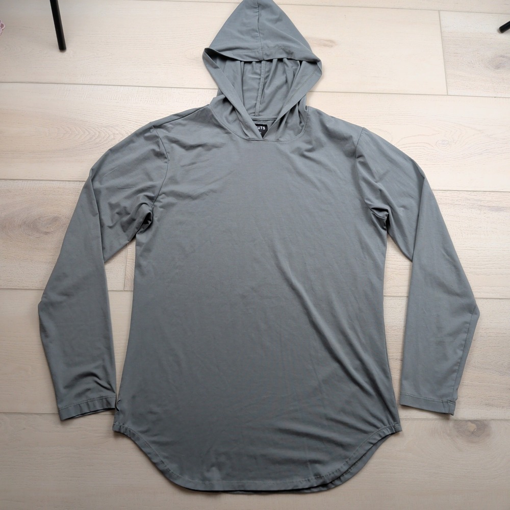 Cuts Clothing Elongated Curve Hem Lightweight Hoodie Gray Mens Large MT10013